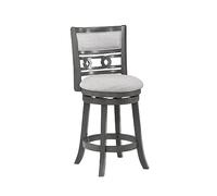 New Classic Furniture Sgabello girevole da banco Gia 61 cm, grigio con seduta in tessuto grigio