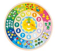 New Classic Toys 18253-Orologio rotondo puzzle certificato FSC, Multicolore, 18253