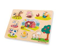 New Classic Toys classici Peg Puzzle Farm Educational Giocattoli in legno bambine di 2 anni, multicolore, 300 x 225 x 20mm, 10430