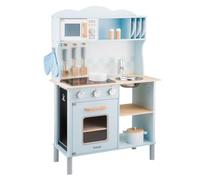 New Classic Toys Kitchenette-Modern-Electric Cooking, Colore Blu, 11065 | Cucina giocattolo in legno, forno, microonde, lavello removibile, lavagna, luci e suoni, gioco di imitazione, da 3 anni