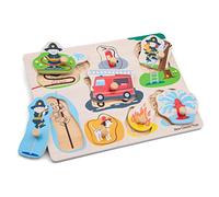 New Classic Toys-Peg-Fire brigade Vigili del fuoco Mini Puzzle, Multicolore, 10433