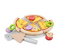 New Classic Toys Pizza Party-Set di Cibo da Gioco in Legno, Ottimo Regalo Ragazzi, Ideale per Bambini di 3, 4 e 5 Anni, Multicolore, Deluxe, 10597
