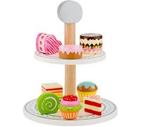 New Classic Toys- Supporto per Torta in Legno fingere di Giocare cucinano educativi di Simulazione e percezione del Colore Giocattolo età prescolare Bambini Ragazze, Multicolore, Cake Stand, 10622