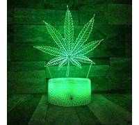 New Crack Base Foglie di canapa Led 3D Night Light Modificabile Weed 3D Illusion Lamp Lampada da tavolo visiva ottica Camera Decorazioni per feste 16 colori