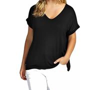 New da Donna a Maniche Corte con Scollo a V, Maglietta Baggy Turn Up Plus Size. Regno Unito 8 - 26 Black 52