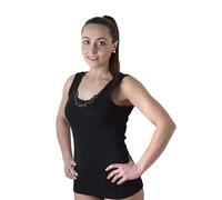 New Day intimo eccezionale Made in Italy- 3 Canotte Intime per Donna Spalla Larga (con Pizzo macraméo Bordo Raso) in Caldo Cotone (Pizzo/Nero,XL)