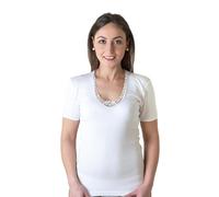 New Day intimo eccezionale Made in Italy- 3 Maglie Intime per Donna Manica Corta con Pizzo macramé o Bordo Raso in 100% Puro Cotone