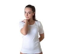 New Day intimo eccezionale Made in Italy- 3 Maglie Intime per Donna Manica Corta con Pizzo macramé o Bordo Raso in 100% Puro Cotone (Raso/Bianco, L)