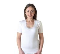 New Day intimo eccezionale Made in Italy- 3 Maglie Intime per Donna Manica Corta con Pizzo macramé o Bordo Raso in 100% Puro Cotone (Pizzo/Bianco, 2XL)