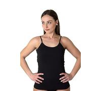 New Day intimo eccezionale Made in Italy- 3 Top per Donna Spalla Stretta con Bordo Raso o Pizzo Macramé 100% Cotone (Raso/Nero,S)