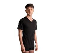 New Day intimo eccezionale Made in Italy-Set da 3 Maglie Intime per Uomo (con Collo Tondo o Collo a V) Manica Corta in 100% Cotone (V/Nero,L)
