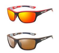 NEW DESIGN Polarized Sunglasses for Male & Female Outdoor Sports,UV Protection Lens,Lightweight Vintage Driving Sunglasses, Arancione/marrone