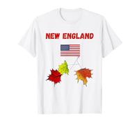 New England Autunno Viaggio Souvenir Autunno Lascia Bandiera degli Stati Uniti Maglietta