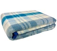 NEW ENGLAND Coperta invernale in misto lana Blankets singola letto 1 piazza (Blu, Singola)