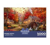 New England Covered Bridge Autunno Puzzle in Legno Impermeabile DIY Puzzles Da 1000 Pezzi Regali Per Adulti Colorati Per Decorazioni Domestiche