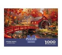 New England Covered Bridge Autunno Puzzle in Legno Impermeabile Puzzles Da 1000 Pezzi Per Adulti Divertenti Giochi Di Puzzle Impegnativi