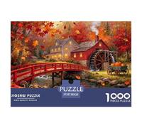 New England Covered Bridge Autunno Puzzle in Legno Impermeabile Puzzles Da 1000 Pezzi Per Adulti Divertenti Giochi Educativi