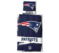 New England Patriots NFL, set di biancheria da letto, in cotone, con chiusura lampo, copripiumino da 135 x 200 cm e federa da 80 x 80 cm