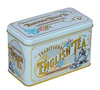 New English Teas Contenitore da tè vintage vittoriano Power-Blue con 40 bustine di tè decaffeinato per la colazione all'inglese