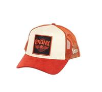New Era Bronx Patch White Orange A-Frame Adjustable Trucker Cap - One-Size
