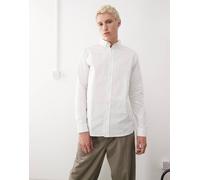 New Era - Camicia a maniche lunghe color crema con piccolo logo ricamato NY Yankees-Bianco L