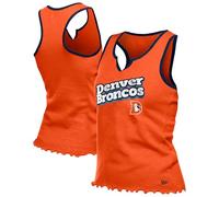 New Era Canotta da donna arancione Denver Broncos con orlo a lattuga e scollo a tacca Tri-Blend