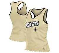 New Era Canotta da donna oro New Orleans Saints con orlo a lattuga e scollo a tacca Tri-Blend