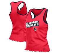 New Era Canotta da donna rossa Houston Texans con orlo a lattuga e scollo a tacca Tri-Blend