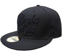 New Era Cap Nera Black On Black Dodgers Los Angeles Cursive Logo 59Fifty Fitted