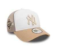 New Era Cappello da Baseball New York Yankees E-Frame Camionista Berretto World Series Logo della Squadra NY Snapback Bianco Beige