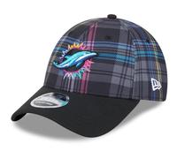 New Era Cappello regolabile da uomo nero Miami Dolphins 2024 NFL Crucial Catch Plaid 9FORTY