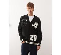 New Era - Cardigan oversize nero in maglia con ricami M