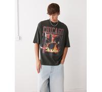 New Era - Chicago Bulls - T-shirt oversize nero slavato XS