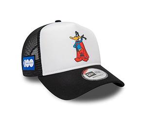 New Era Daffy Duck Superman Looney Tunes 100 Years WB White Black A-Frame Trucker Cap - One-Size