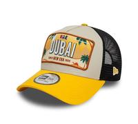 New Era Dubai Berretto da Camionista Cappellino Regolabile Visiera Curva Maglia A-Frame Beige Giallo