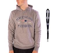 New Era Felpa con cappuccio - Football NFL Basketball NBA Baseball MLB Team - Cordino limitato - Articolo sportivo, New England Patriots Grey, S