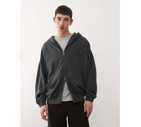 New Era - LA Dodgers - Felpa con cappuccio grigia slavata con logo e zip-Grigio L