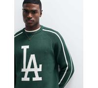 New Era - LA Dodgers - Maglione color verde scuro con logo grande e profili a contrasto S