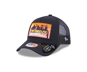 New Era Loa Angeles License Plate Navy Schwarz Trucker Kappe A-Frame geboegner Schirm Mesh Einsatz - One-Size