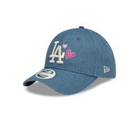 New Era Los Angeles Dodgers Berretto da Baseball 9Forty Cappellino Chiusura Regolabile Denim Cuore Logo della Squadra Donna Ragazza Blu