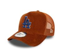 New Era Los Angeles Dodgers Berretto in Velluto a Coste Cappello Camionista Regolabile Snapback Maglia Visiera Curva Logo della Squadra Marrone