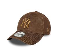 New Era MLB Cappellino per i Tifosi dei New York Yankees Berretto Regolabile 940 Logo della Squadra Velluto a Coste Marrone