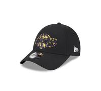 New Era NBA Berretto Los Angeles Lakers Nero Mimetico Logo della Squadra Visiera Curva Regolabile Cappello