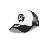 New Era NBA Pallacanestro Brooklyn Nets Colore della Squadra Nero Bianco A-Frame Berretto da Camionista Visiera Curva Inserto in Rete