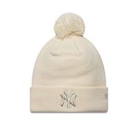 New Era New York Yankees Berretto a maglia da donna con risvolto metallico beige chiaro
