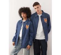 New Era - NY Mets - Giacca coach in denim blu lavaggio medio con logo e bottoni M