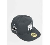 New Era - NY Yankees 59fifty - Cappellino grigio con pianeta ricamato 7 3/8in