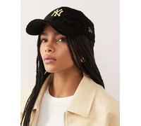 New Era - NY Yankees 9forty - Cappellino da donna in velour nero con stampa leopardata One Size