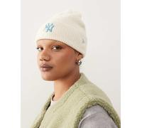 New Era - NY Yankees - Berretto beige da donna in misto lana con risvolto ampio-Neutro One Size