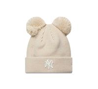 New Era - NY Yankees - Berretto da donna beige a coste con doppio pompon-Neutro One Size